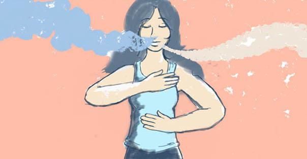 Chica respirando profundamente