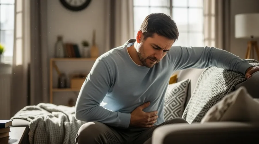 Hombre con dolor estomacal