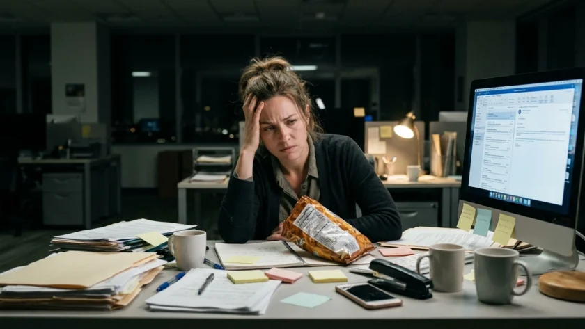 Fotografía editorial de persona real en entorno moderno sobre ¿Qué hacer cuando la ansiedad por comer interfiere con tu rutina