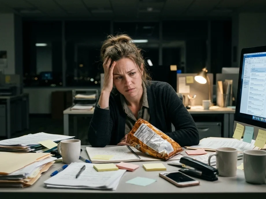 Fotografía editorial de persona real en entorno moderno sobre ¿Qué hacer cuando la ansiedad por comer interfiere con tu rutina